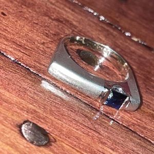14K White Gold Satin Finished Sapphire band/ring